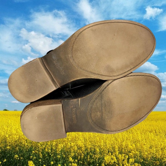 Kensie Ghita Black Pebbled Leather Dual Zip Up Booties Boots Women's Sz 8M - Picture 8 of 8